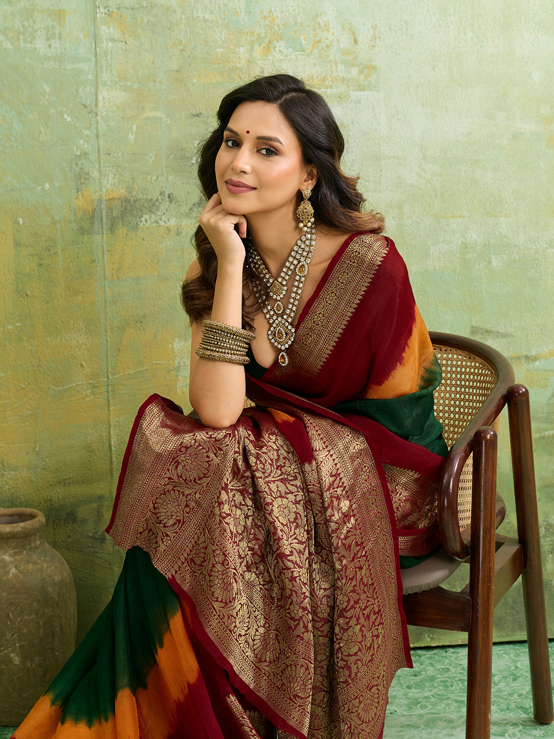 silk Zari weaving Work Saree in multi colour