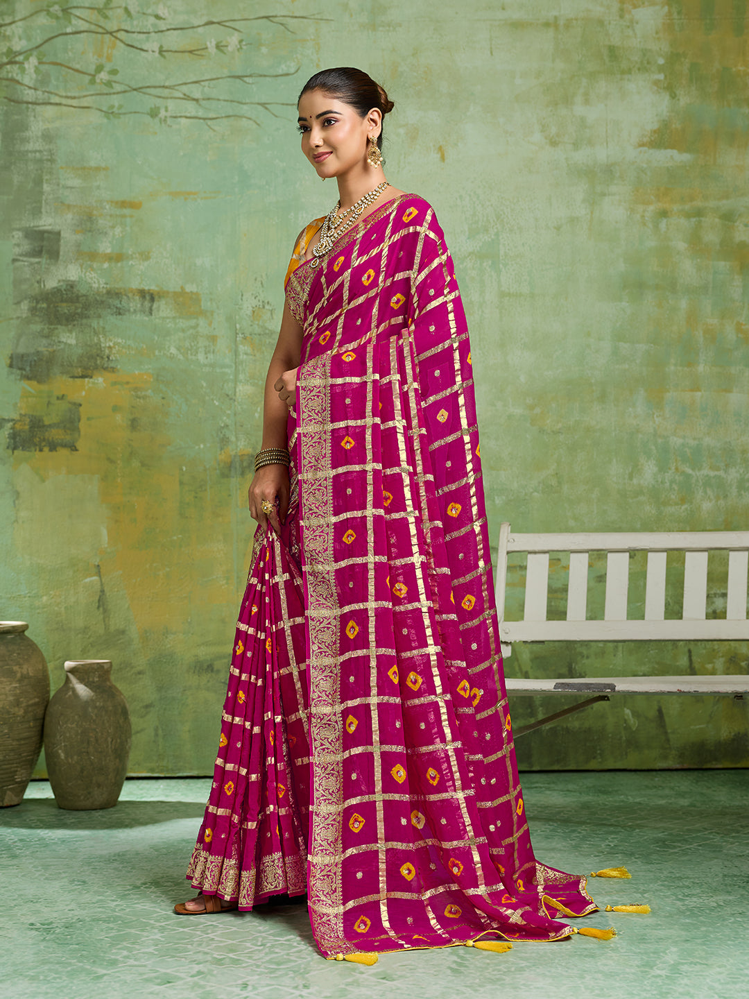 KcPc Lightweight Casual Georgette Saree in Bandhani Style CHAND