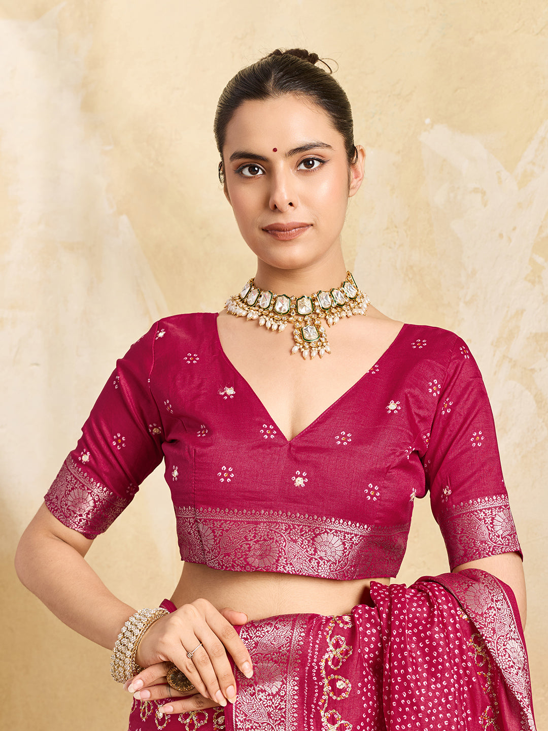 Pure Dola Silk saree in Bandhani style
