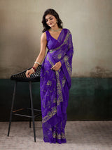 Buy Designer Saree With Handcrafted Aari Tari Work