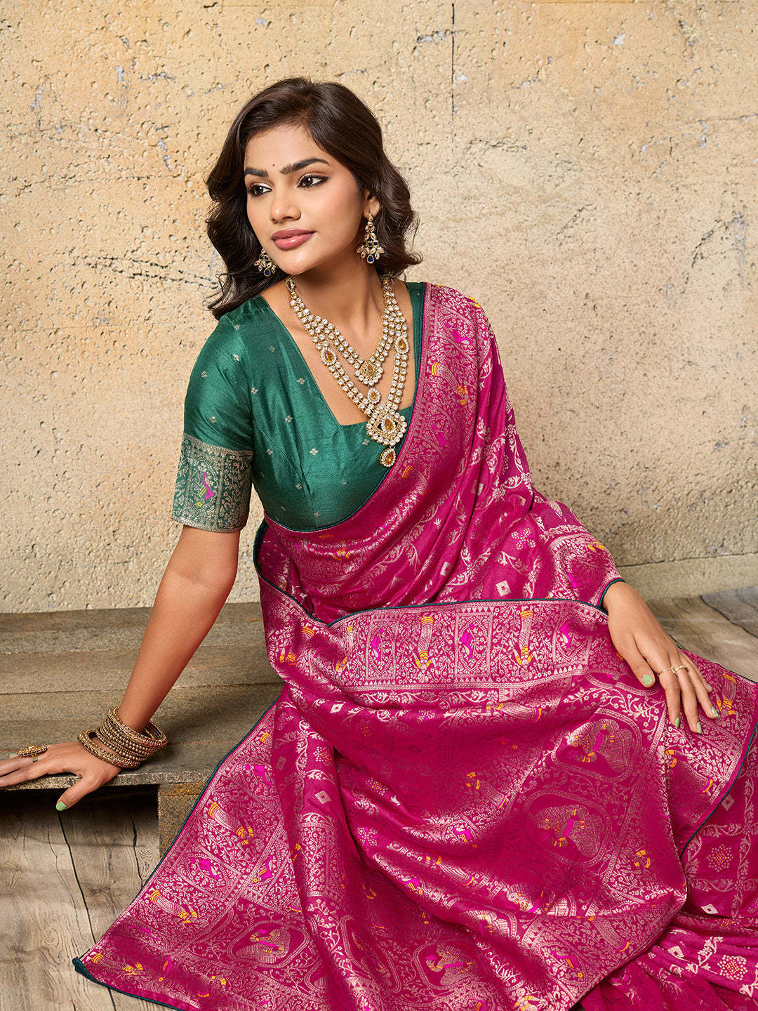 By Banarasi Saree With Traditional Wear