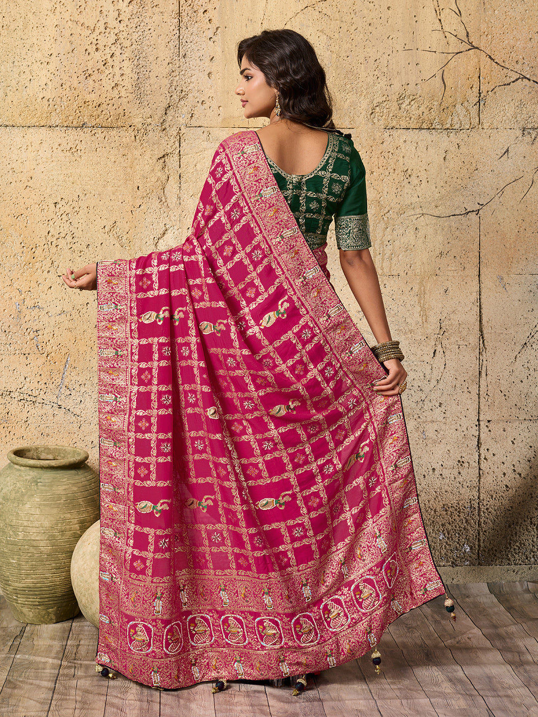 Gharchola saree with Catdana jardozi work