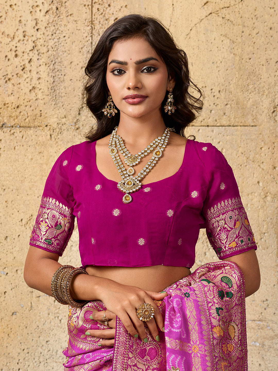 Georgette Gharchola Bandhej Cutdana Gotapatti Work Saree