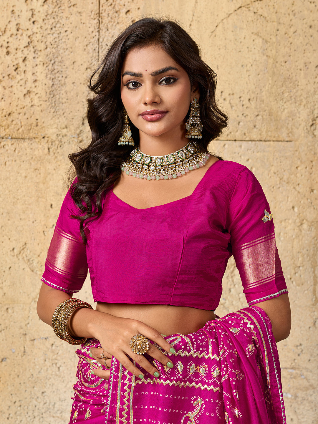 Buy Modal Silk Bandhani Style Saree Kcpc