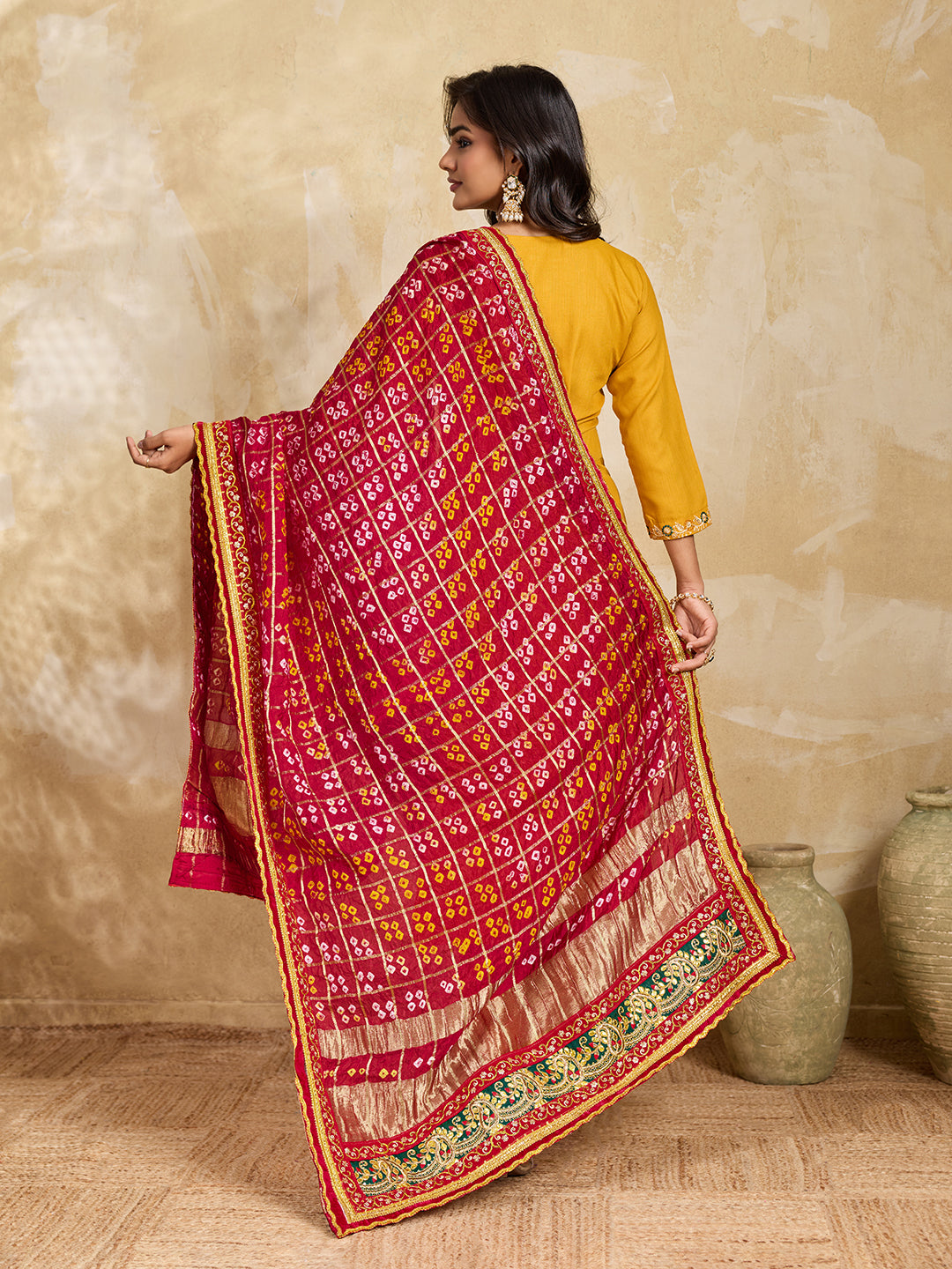 KcPc New Ghatchola Art Silk Bandhej Heavy Border DupattaZHR