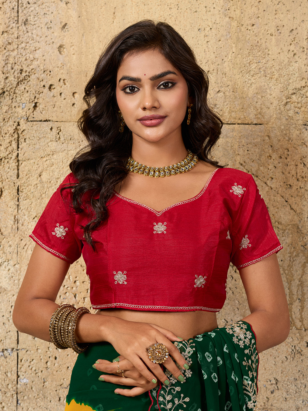 Buy Georgette Bandhani Saree With Festive Wear Kcpc