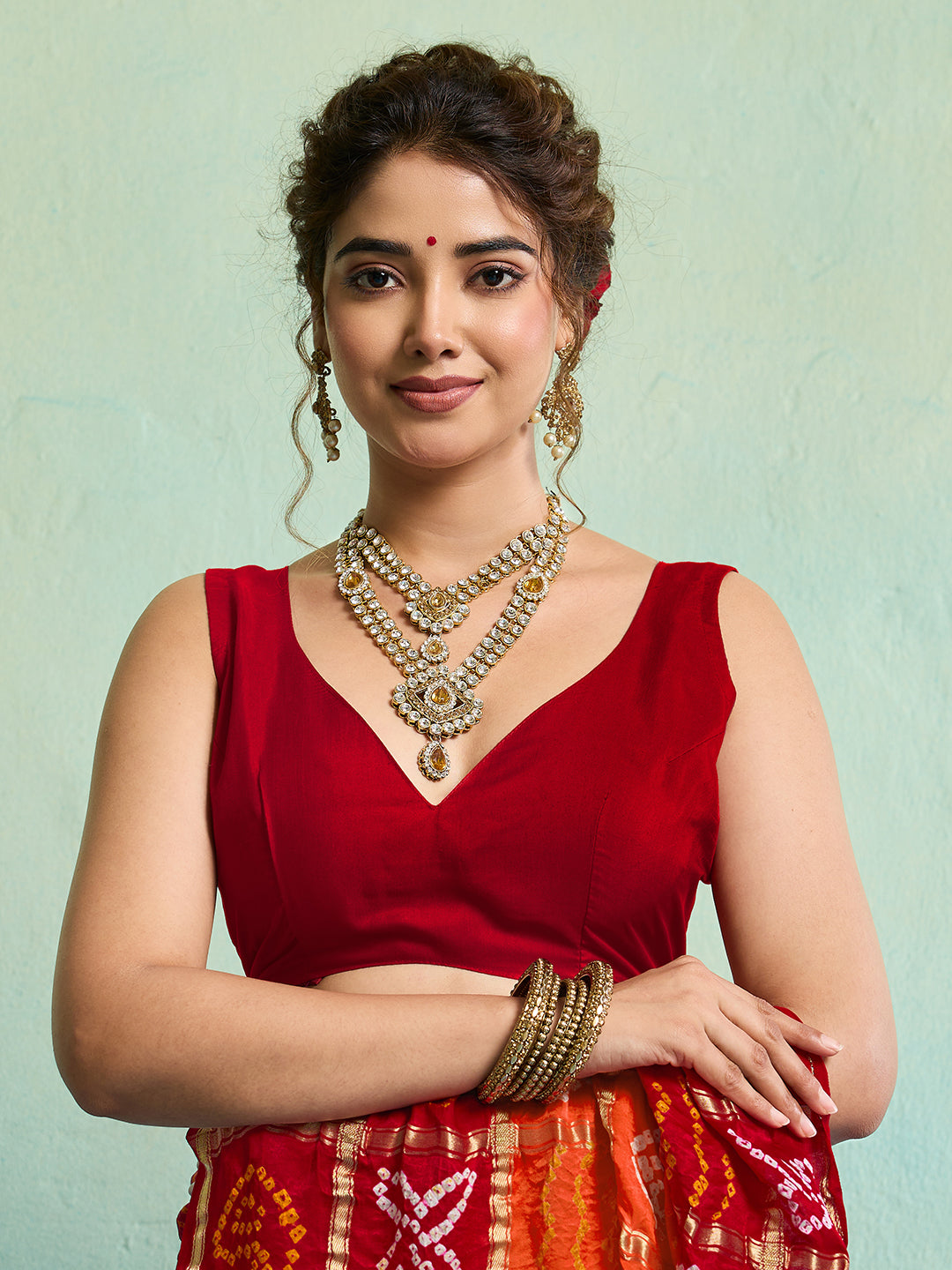 KcPc New Lounch Pure Gaji Silk Bandhani Ghatchola SareeOrange Red