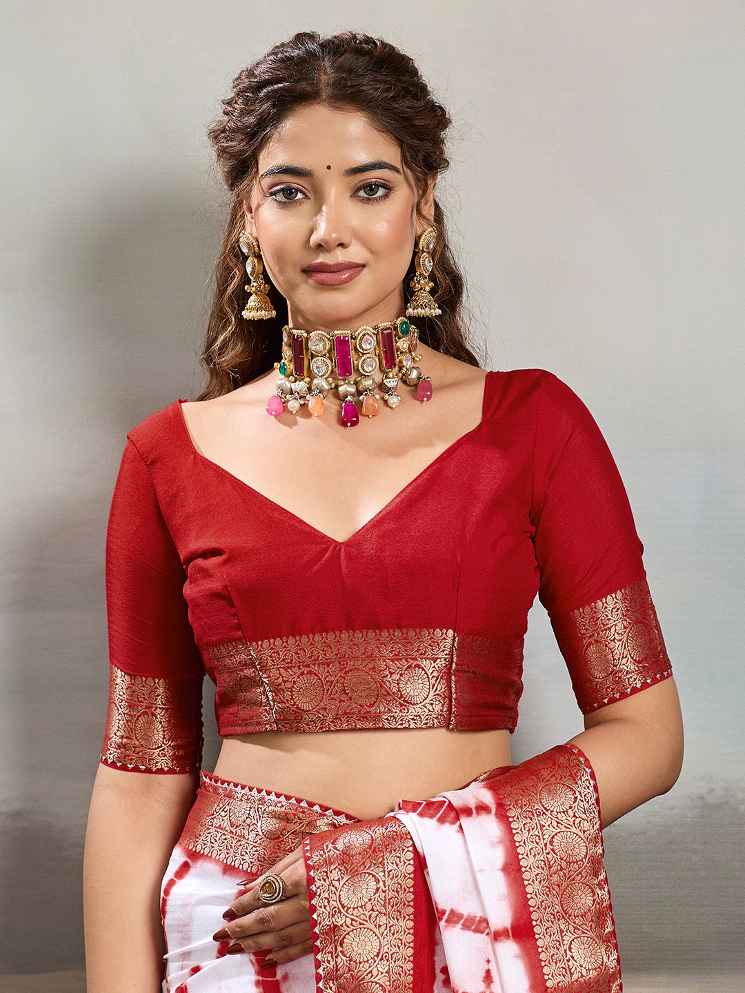 Buy Chiffon Faag Style Saree Whgit Gotapatti WorkKcpc