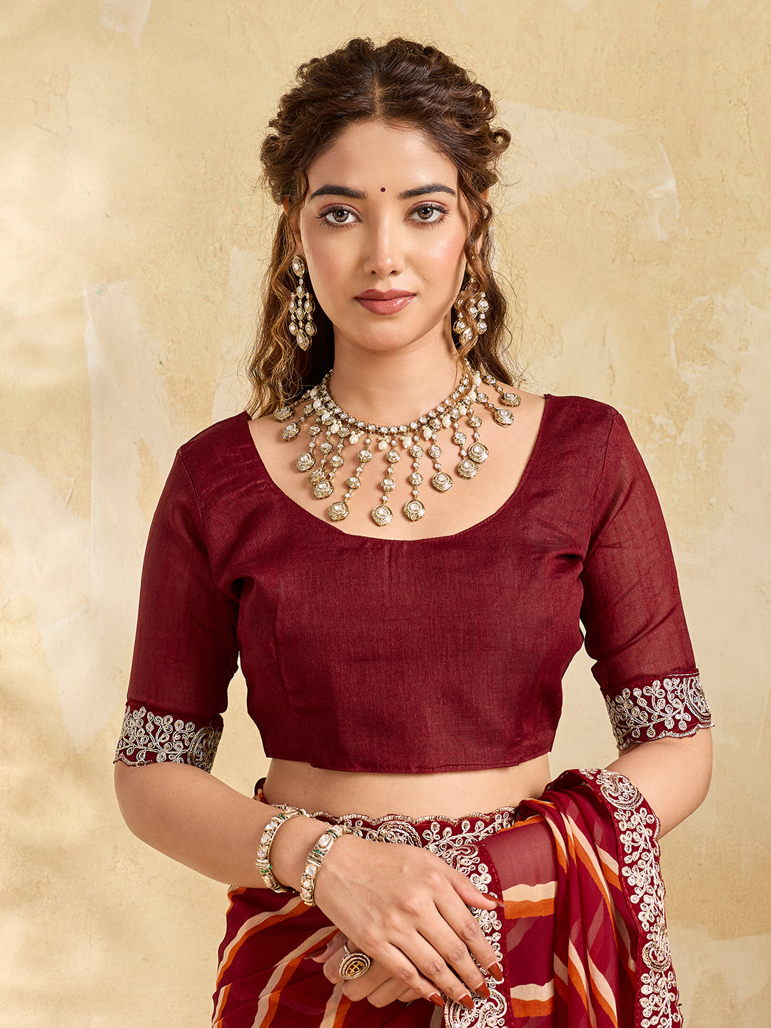 KcPc New Spiceal Chiffon Leheriya Style With Embroidery Border Work Saree STL