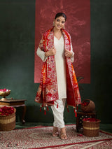KcPc New Designer Pure Gaji Silk Banarasi Bandhej Ghatchola Gotapatti Work Dupatta AMT