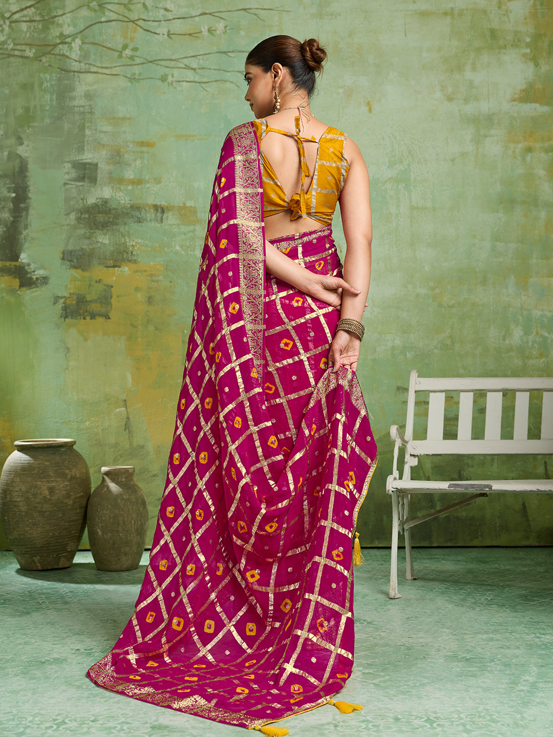 KcPc Lightweight Casual Georgette Saree in Bandhani Style CHAND