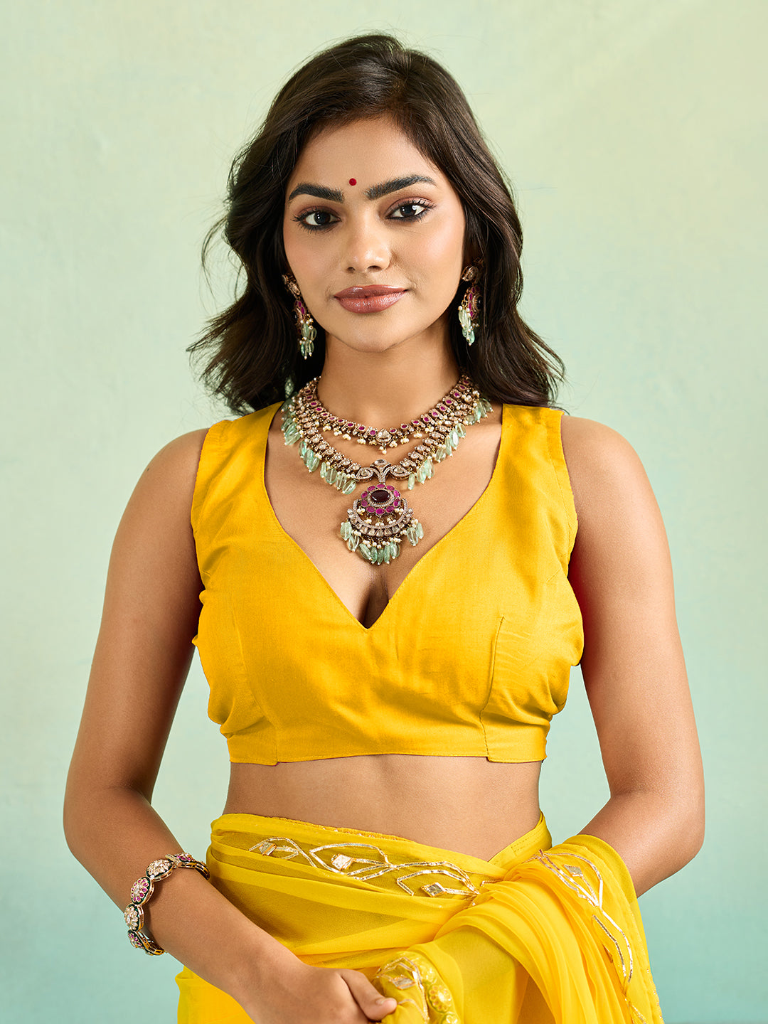 KcPc Latest Chiffon Bollywood Style Gotapatti Work Saree MHS