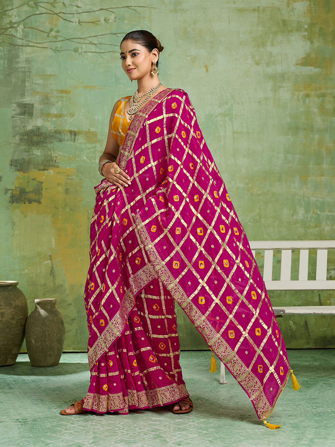 KcPc Lightweight Casual Georgette Saree in Bandhani Style CHAND