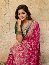 Gharchola saree with Catdana jardozi work