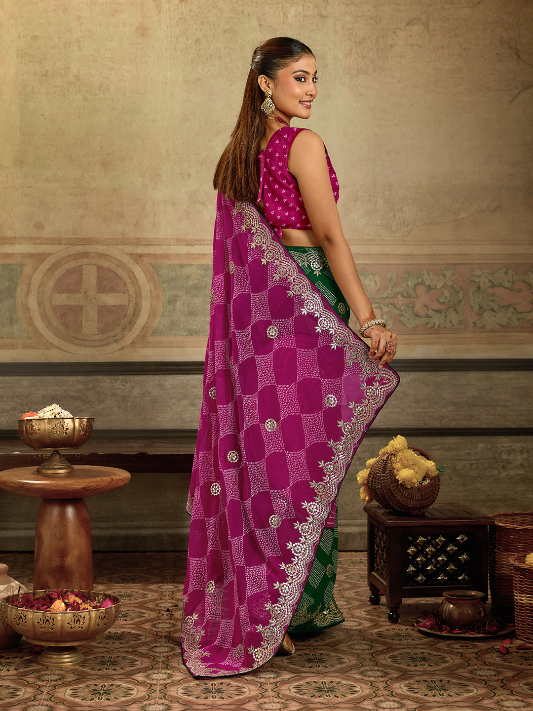 KcPc Premium Georgette Bandhani Festive Wear Sarees KDN