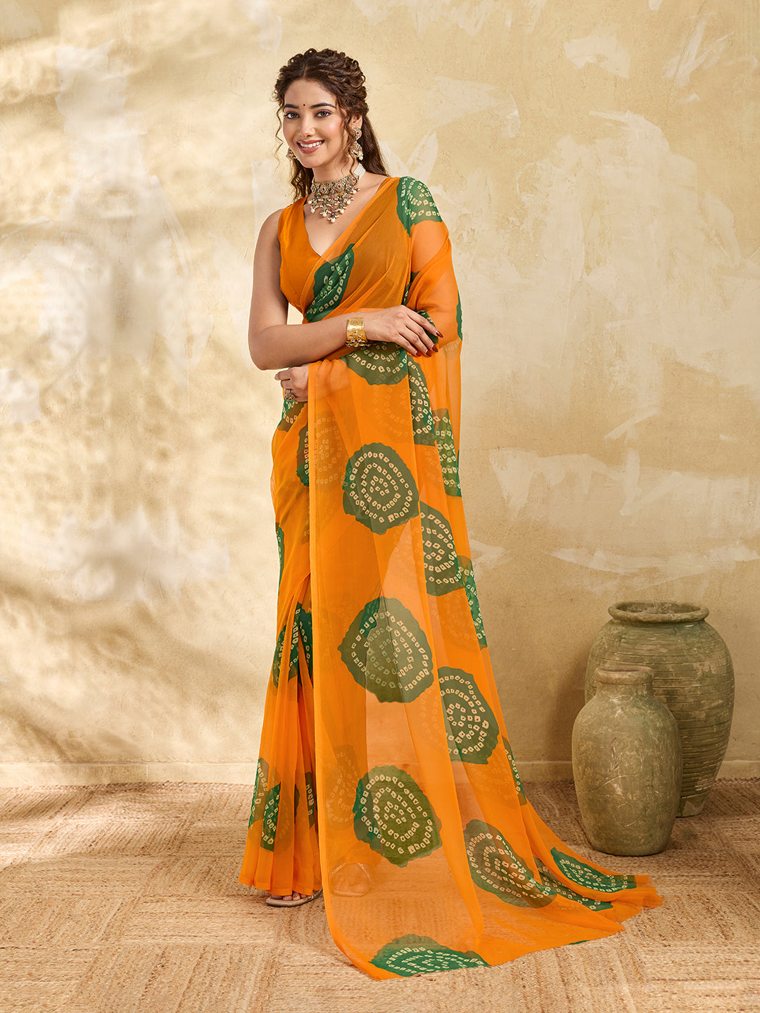 Rajwadi Bandhani Style saree under 500