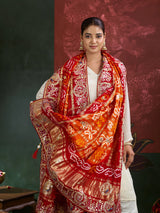 KcPc New Designer Pure Gaji Silk Banarasi Bandhej Ghatchola Gotapatti Work Dupatta AMT