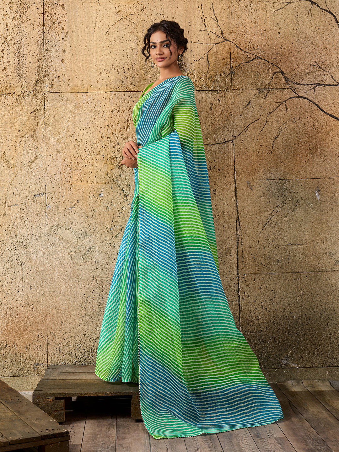 Kota Doria Saree in sky blue colour under 1000