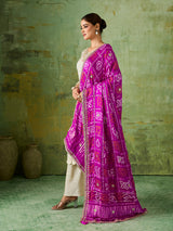 KcPc New Traditional Bandhani Style Gaji Silk Dupatta with Gota Patti WorkAMT