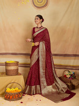 KcPc Traditional Bandhani Style Viscose Silk Saree with Elegant Zari Weaving SSM