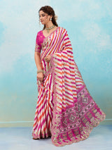 Buy Leheriya Chinon Silk Saree with Gotapatti Work Kcpc