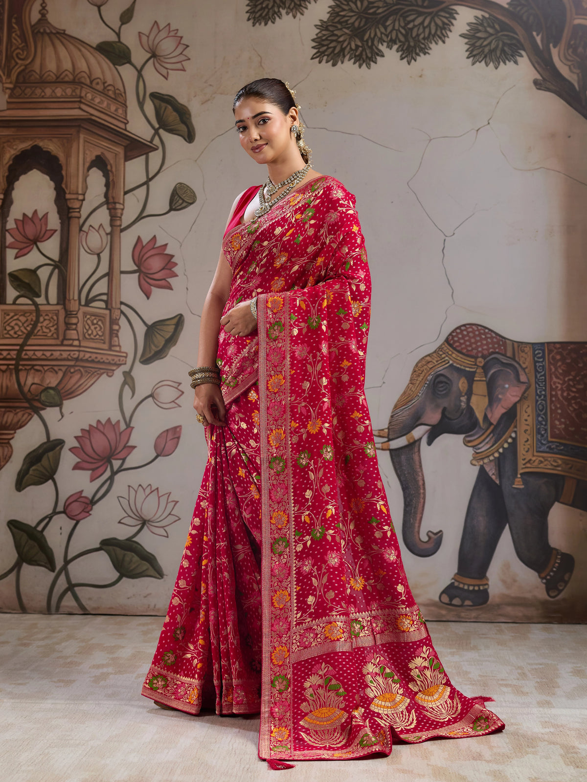 KcPc Banarasi Style Georgette Saree with Zari Weaving Festive Wear Saree VKFH