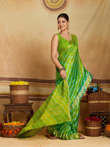 KcPc Royal Ethnic Wear Saree with Designer Leheriya Style and Zari BorderSFS