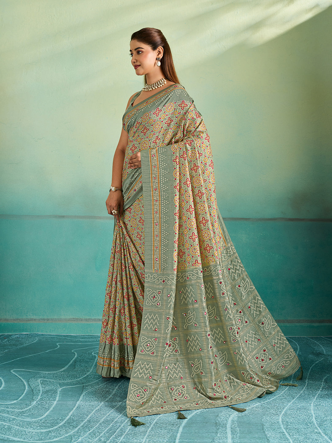 KcPc Premium Tusser Style Tussar Silk Saree with Aari & Aabla DetailingSTR
