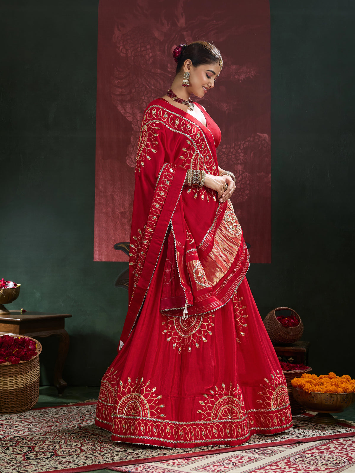KcPc New Royal Traditional Bandhani Lehenga in Premium Gaji Silk GOR