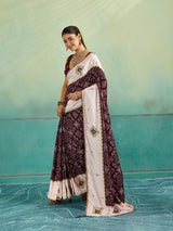 KcPc New Latest Creap Silk Ajrakh Style With Stone Work Saree STR