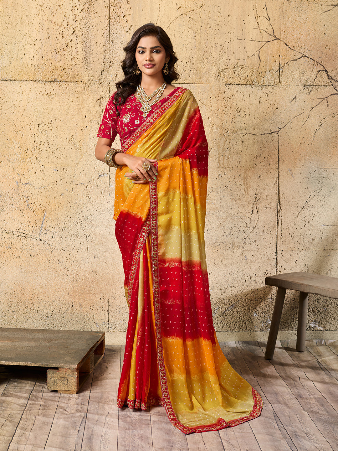 designer bandhani saree for festival