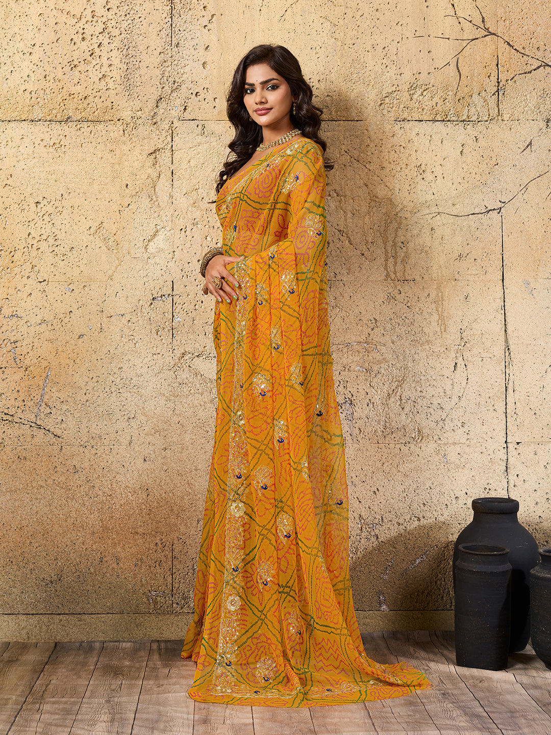 Buy latest Royal Bandhani Georgette Saree With Wedding Wear