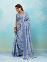 KcPcSpecial Batik Sanganeri Print Banarasi Border Saree STL