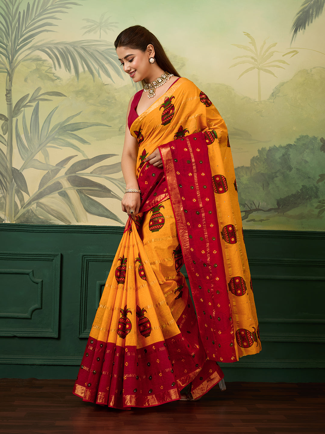 KcPc New Classic Festive Wear Cotton Saree with Bandhej WorkKC