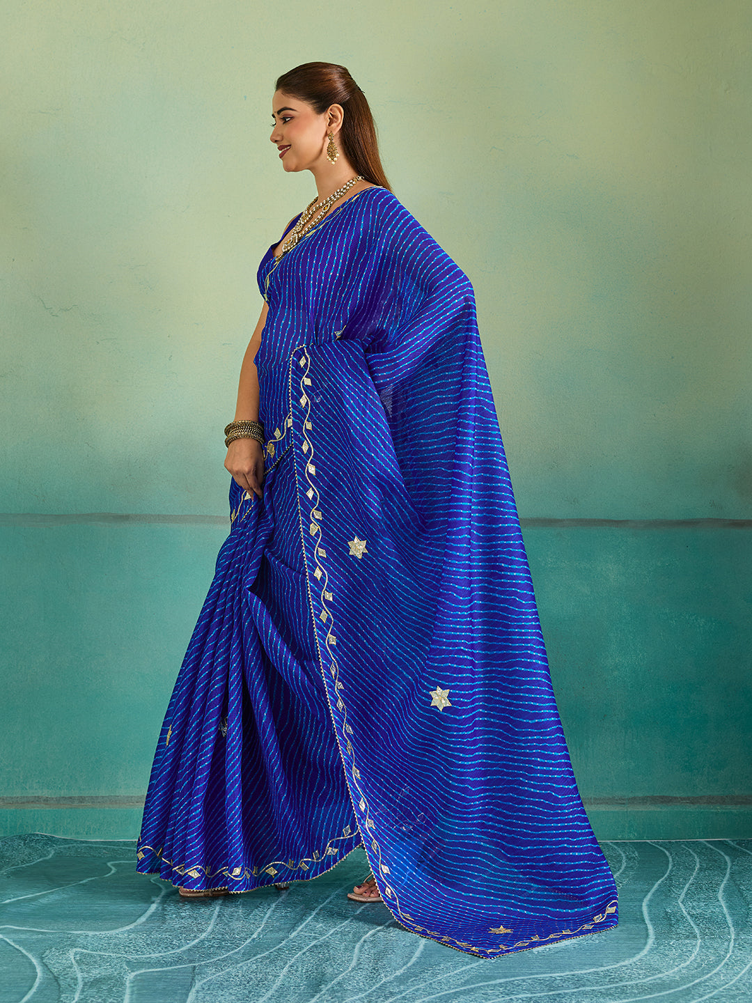 Buy Leheriya Style With Gotapatti Work Saree