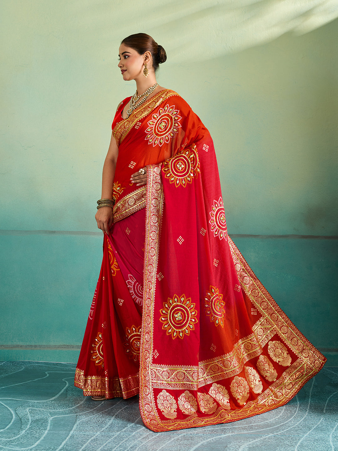 Buy New HO Silk Banarasi Style With Gotapatti Saree
