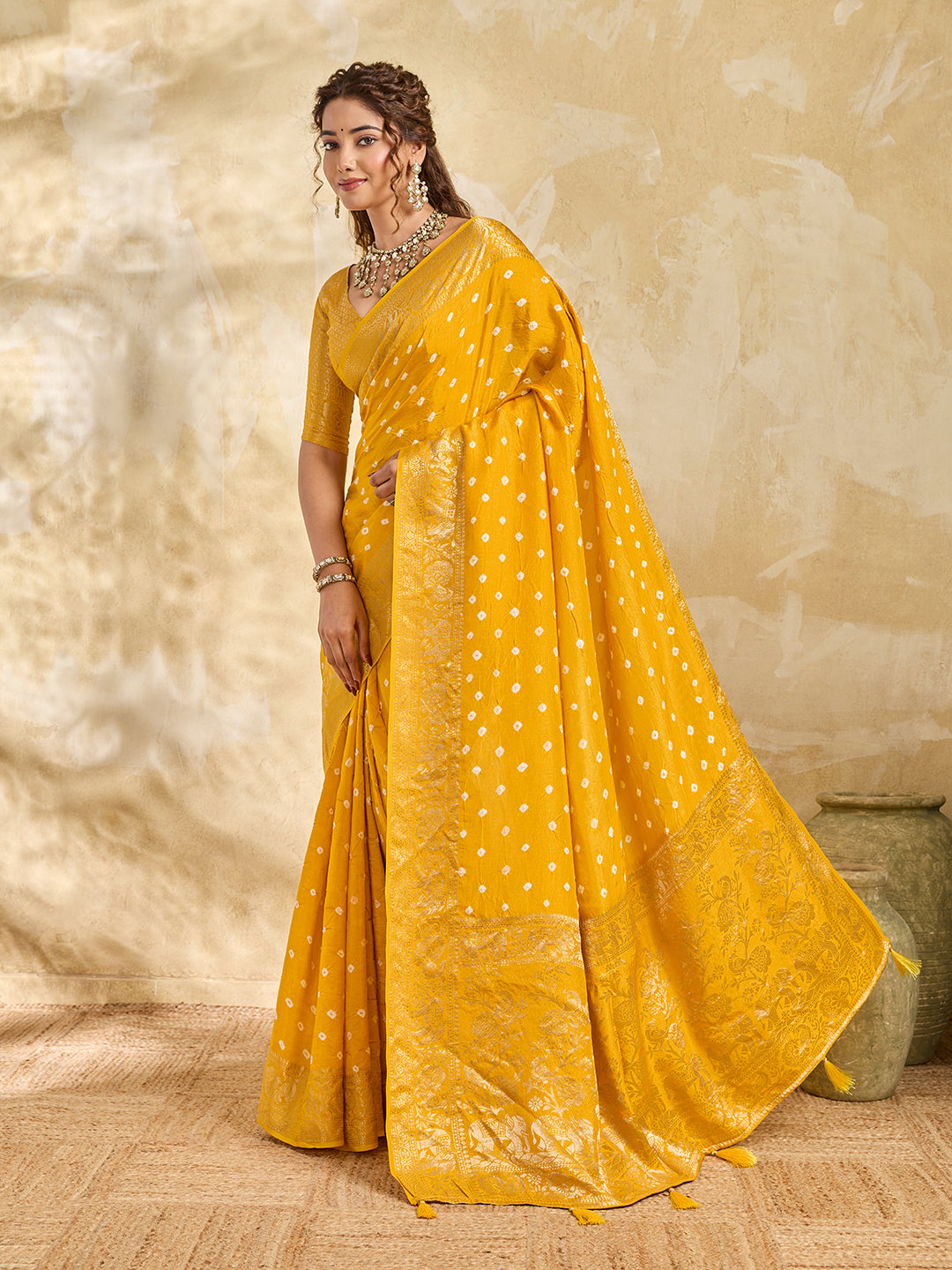 Buy New Elegant Bandhani Saree With Festive Wear KcPc