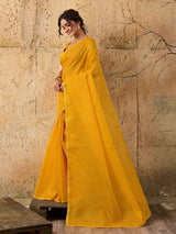 Kota Doria Saree in mustard colour under 1000