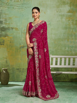 KcPc Pure Georgette Bandhani Style With Gotapatti Work Saree PIF