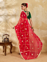 Buy Chiffon Saree Traditional Style With Gota patti Work KcPc