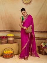 KcPc New arrival Pure ojariya Chinon Beautiful Zari border Pallu saree,MAHA