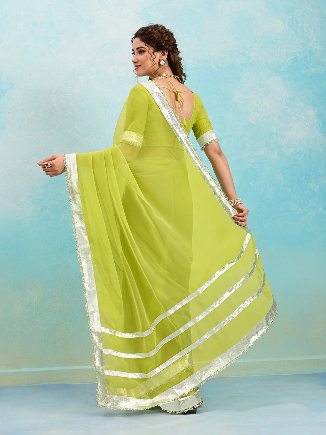 KcPc New Latest Georgette Saree with Rich Gota Border Work MHS
