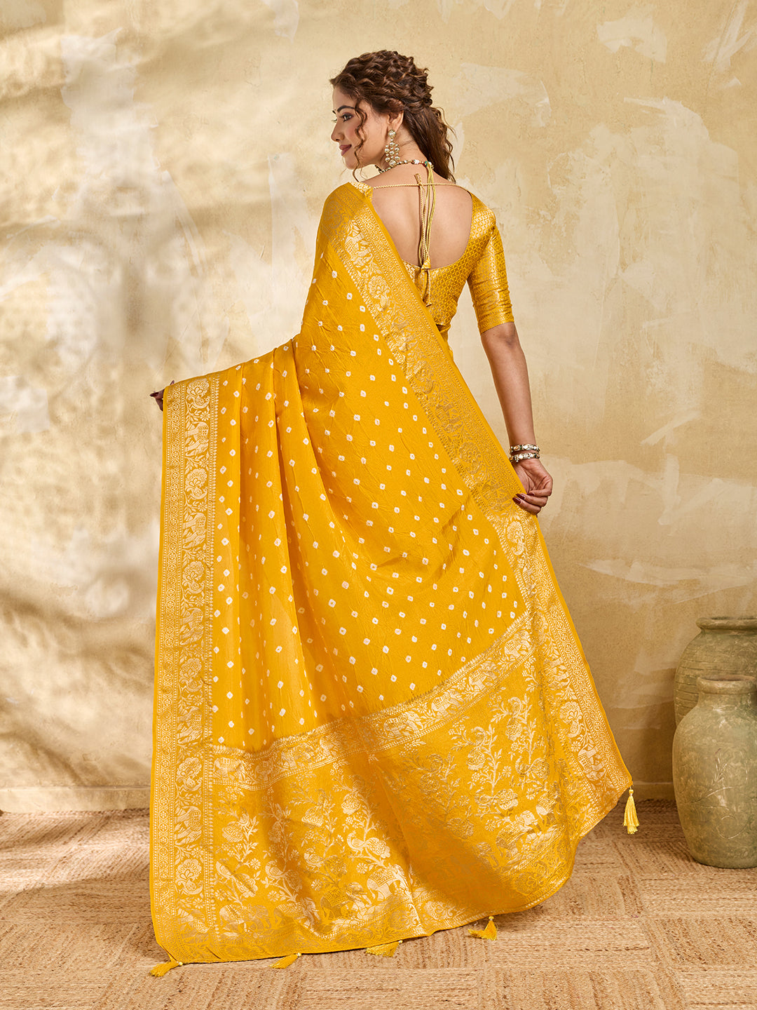 Buy New Elegant Bandhani Saree With Festive Wear KcPc