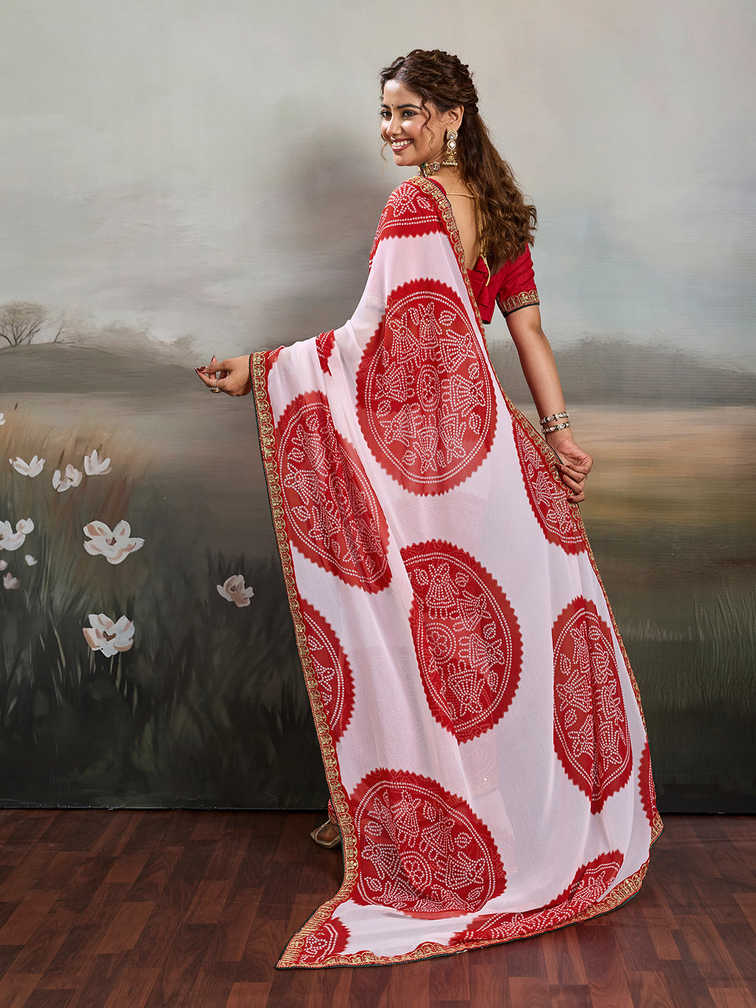 Buy New Premium Bandhani Saree Fine Tari Work Detailing KcPc