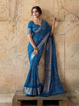 Cotton silk Ajrakh style Saree under 1000