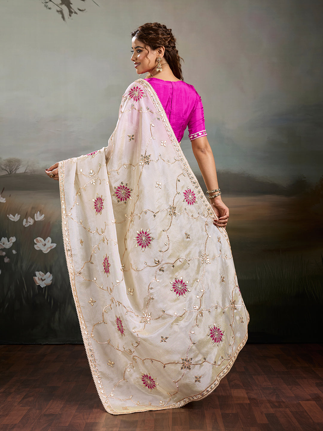 KcPc New Premium Tissue Silk Saree with Gotusser Tapeta Detailing PSF