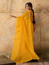 Kota Doria Saree in mustard colour under 1000