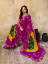 Buy Traditional Bandhani Style Georgette Saree Perfect Festive Collection