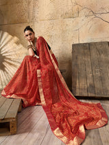 chiffon saree in bandhani style under 500