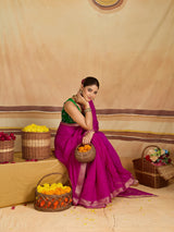 KcPc New arrival Pure ojariya Chinon Beautiful Zari border Pallu saree,MAHA